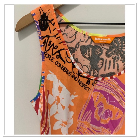 Jams World Farfalle Tank Top Honolulu Tropical Print Orsmge Multicolour Size M - Picture 2 of 12